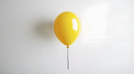 Yellow Balloon Floating on White Background.