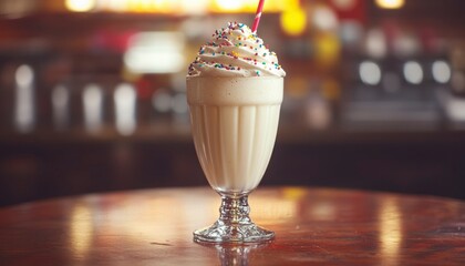 A Whipped Cream Milkshake Topped with Sprinkles