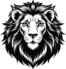 Fototapeta premium lion head black vector illustration silhouette, Print