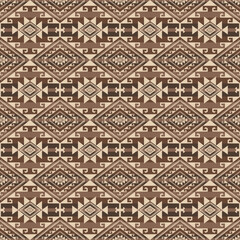 Vintage brown aztec kilim geometric pattern. Vector aztec southwestern geometric shape seamless pattern. Ethnic geometric pattern use for fabric, textile, home decoration elements, upholstery, etc.