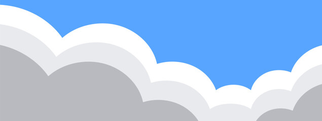 Clouds and blue sky flat banner background design vector.	
