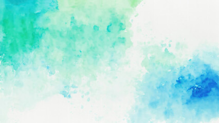 Fototapeta premium Green and Blue Watercolor blot painting texture abstract background