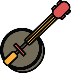 Illustration of a banjo in line drawing style.