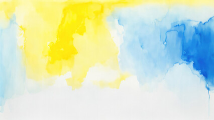 Obraz premium Yellow and Blue Watercolor blot painting texture abstract background