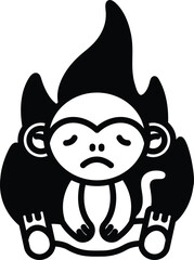 A cartoon monkey is sitting in a fire