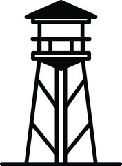 A tall tower with a black and white roof