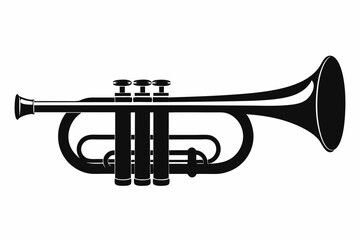 Naklejka premium Trumpet silhouette vector, music instrument silhouette, Trumpet icon symbol vector illustration 