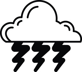 A cartoon drawing of a stormy sky with a large cloud