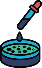 Illustration of a scientific petri dish in line art style.