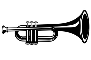 Naklejka premium Trumpet silhouette vector, music instrument silhouette, Trumpet icon symbol vector illustration 