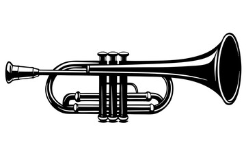 Naklejka premium Trumpet silhouette vector, music instrument silhouette, Trumpet icon symbol vector illustration 