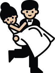 A man is holding a woman in his arms