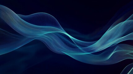 Fototapeta premium Fast-moving lines of light streak across a dark blue background, creating a modern and futuristic design. This dynamic pattern is perfect for a banner or poster.