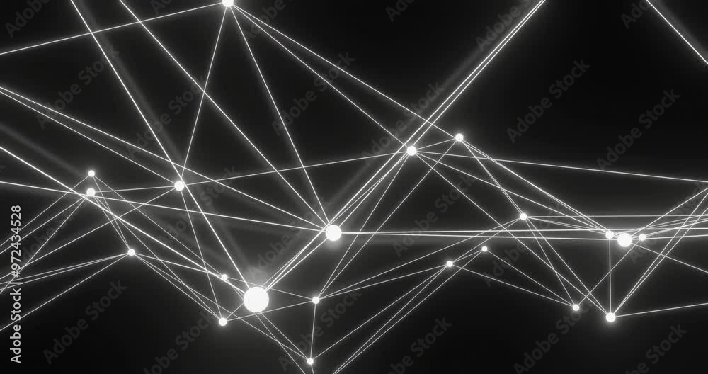 Canvas Prints connecting lines and glowing nodes forming network animation on black background