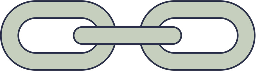 Two dark chain links connected by a horizontal golden link, symbolizing connection and strength.