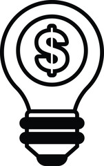 A dollar sign is drawn on a light bulb
