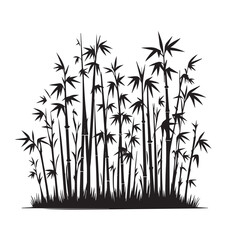 Naklejka premium Bamboo silhouette black on white background. Bamboo vector design.