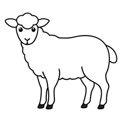 Sheep Silhouette Outline Vector.