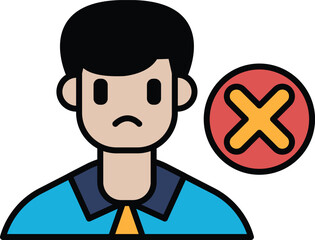 A man with a X on his face. The man is looking down and he is sad