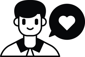 A man with a smile on his face is talking to a heart