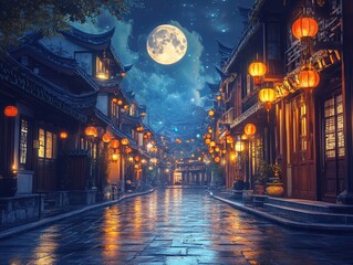 Midnight in a Traditional Chinese Alley