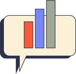 A speech bubble with a bar graph inside, symbolizing data-driven communication.
