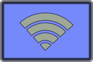 Tablet screen displaying a Wi-Fi symbol, indicating connectivity.
