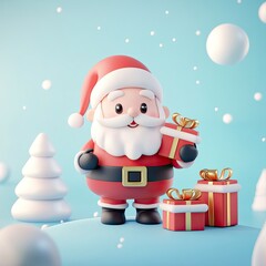 Cute Santa with Presents Winter Holiday