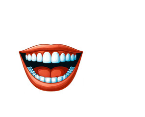 Naklejka premium Vector illustration of healthy strong teeth in mouth on white background with copy space.