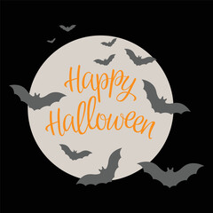 Happy Halloween lettering design. Vector illustration. Greeting card.