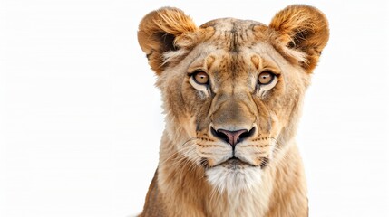 Obraz premium Lioness on a white background. Cat family. Wildlife. Predatory animal. Mammals.
