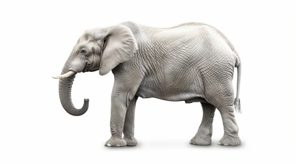 Obraz premium Elephant isolated on white background. Herbivorous mammal. Wildlife. Wild animal.