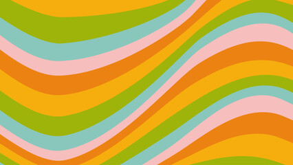 Abstract background of Psychedelic groovy Wavy Line design in 1970s Hippie Retro style. Vector pattern ready to use for cloth, textile, wrap and other.