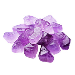 Collection of Irregular, Shimmering Amethyst Crystals on Display