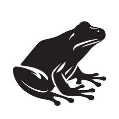 Obraz premium Frog black vector design. Frog silhouette. Frog logo, icon, sign.
