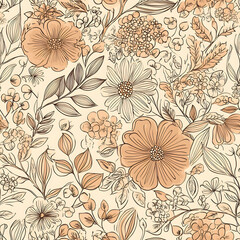 floral and leaf seamless patterns in doodle-style tile designs with graphic format.