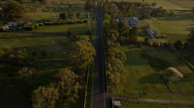 Mountain Straight track section at Wahluu Mount Panorama Bathurst Race track drone aerial hero shot landscape wide