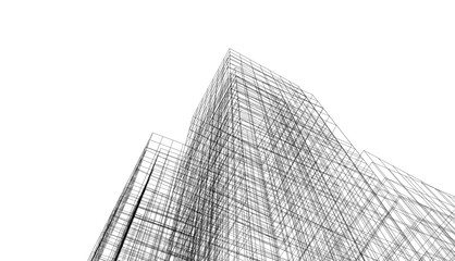 architecture 3d vector drawing