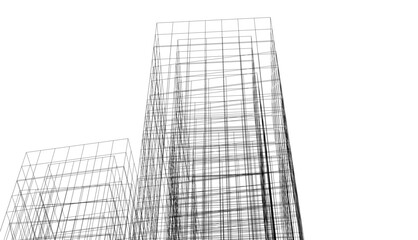 architecture 3d vector drawing