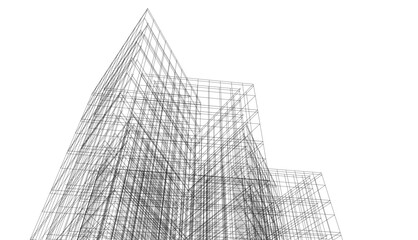 architecture 3d vector drawing
