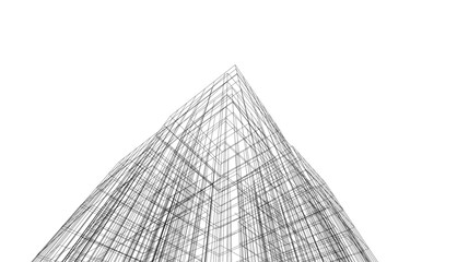 architecture 3d vector drawing