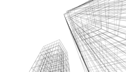 architecture 3d vector drawing