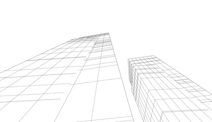 architecture 3d vector drawing
