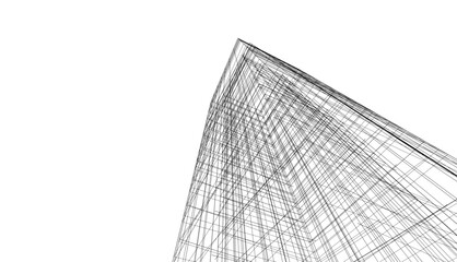 architecture 3d vector drawing