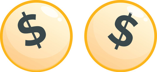 This illustration shows two golden coins with dollar signs, representing online currency or digital dollars