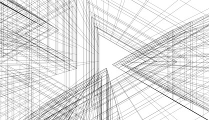 architecture 3d vector drawing