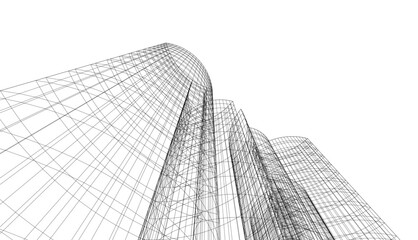 architecture 3d vector drawing