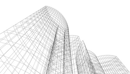 architecture 3d vector drawing