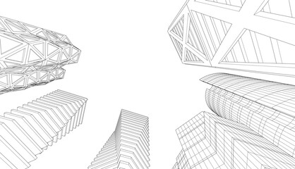 architecture 3d vector drawing