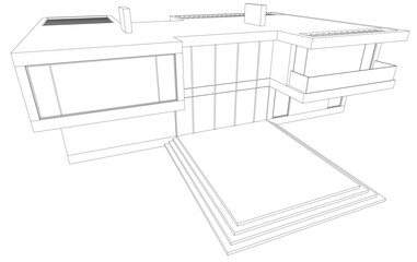architecture 3d vector drawing